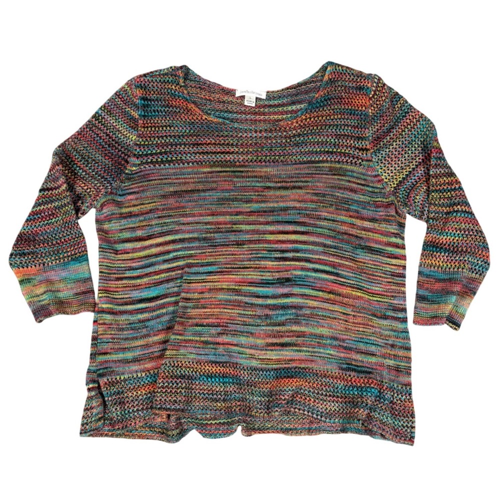 John Paul Richard Womens Space Dye Scoop Neck 3/4 Sleeve Sweater Y2K Vibes